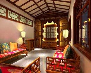 北京東四區(qū)四合院設(shè)計(jì)效果圖，進(jìn)院感受四合院中式裝修效果